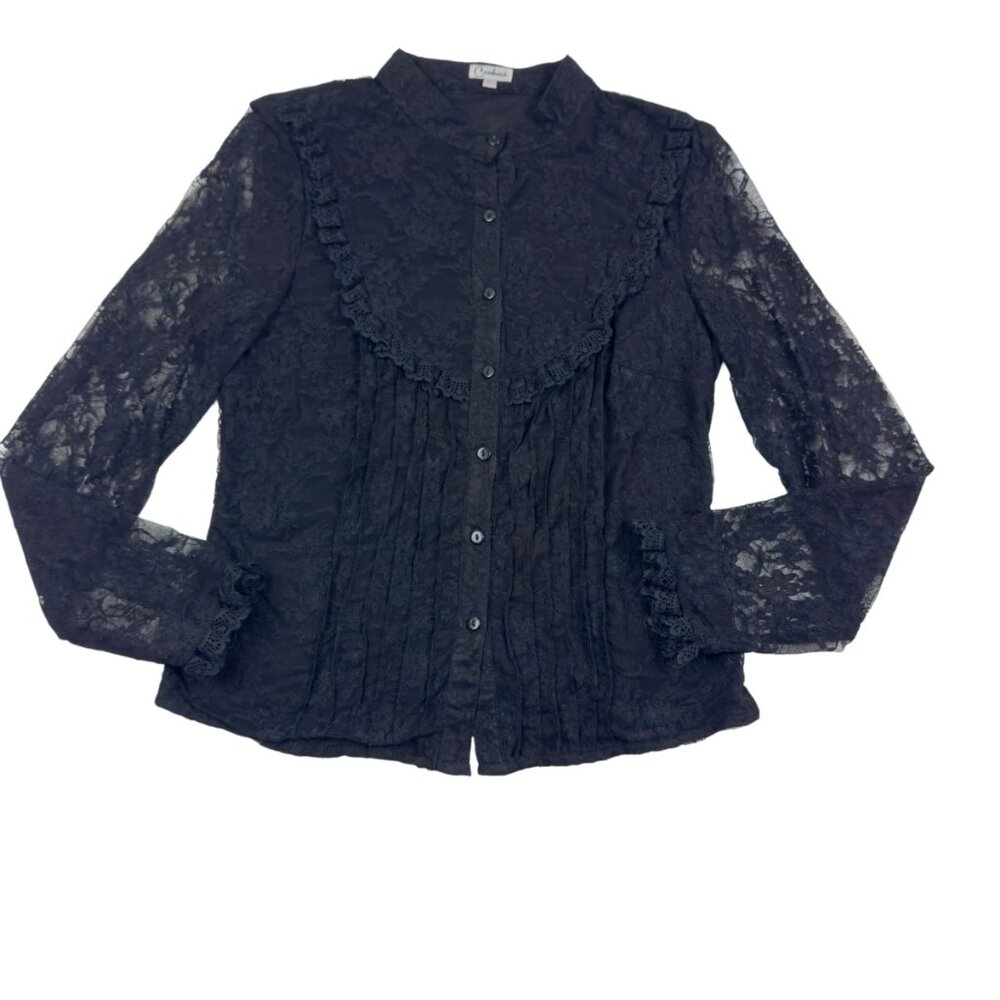 Carducci Whimsigoth Witchy Goth Y2k Sexy Long Sleeve Stretch Blouse Women's Sz M
